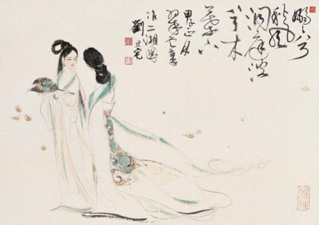 劉旦宅仕女圖,畫美人美淺墨繪