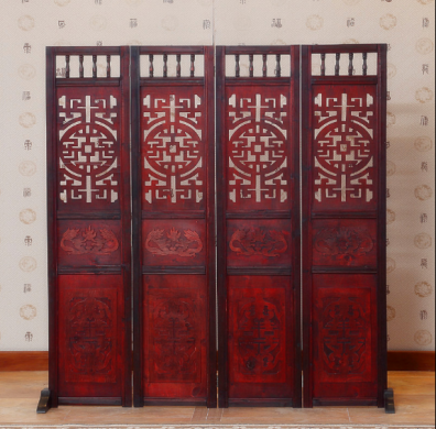 仿古實木中式屏風，復古玄關屏風隔斷