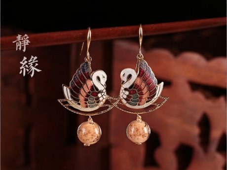 靜緣鴛鴦耳環(huán)，古典美好寓意首飾