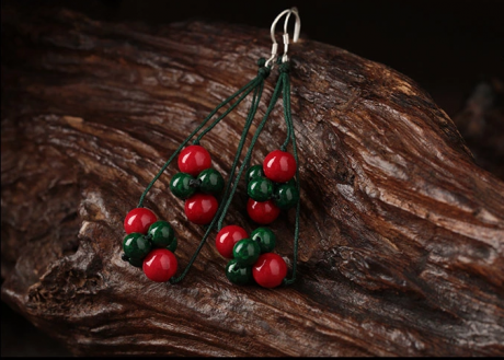 盛夏之果耳環(huán)，紅綠復(fù)古耳墜首飾