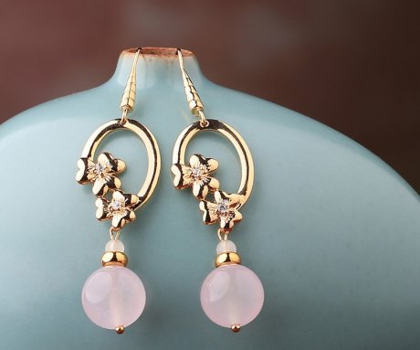 冷淡風(fēng)復(fù)古耳環(huán)，少女玉墜耳飾首飾