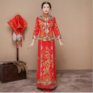 龍鳳之喜中式禮服，精致新娘結(jié)婚禮服