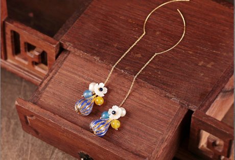 麗晴優(yōu)雅氣質(zhì)耳線耳環(huán)，古風(fēng)小清新首飾