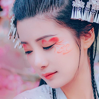 粉色浪漫女生頭像，唯美古風(fēng)真人頭像