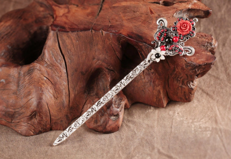 匠心啟航閱讀古典花朵盤(pán)發(fā)簪子頭飾