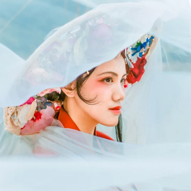 花樣紅衣女子頭像，唯美古風(fēng)真人頭像