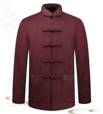 羊毛呢簡約刺繡中山裝，匠心啟航閱讀秋冬外套