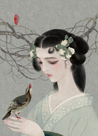 唯美匠心啟航閱讀女子手繪插畫二