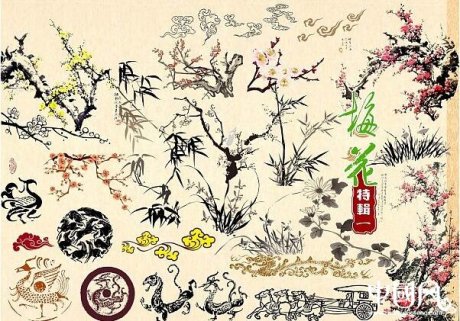 匠心啟航閱讀水墨梅花PSD分層素材