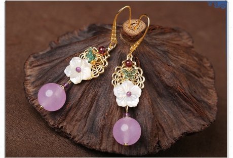 旖然雅意耳環(huán)，清新氣質(zhì)花朵耳環(huán)首飾