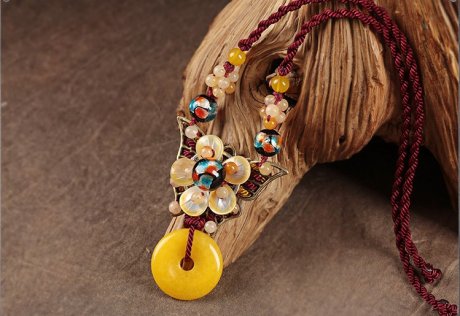 紅繩平安扣吊墜鎖骨鏈，古風(fēng)貝殼花朵項(xiàng)鏈?zhǔn)罪? / data-C9o4=