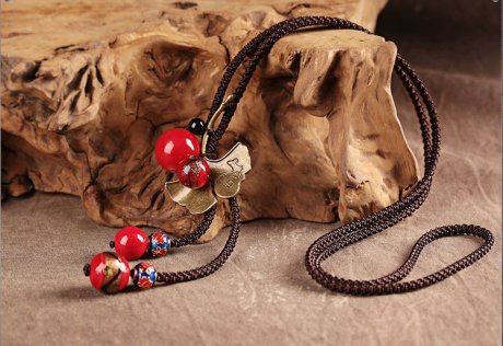 簡約大氣匠心啟航閱讀紅色吊墜毛衣鏈項鏈