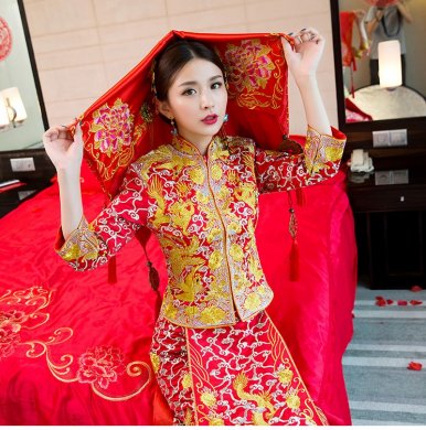 龍鳳褂中式婚禮禮服，時(shí)尚匠心啟航閱讀新娘禮服