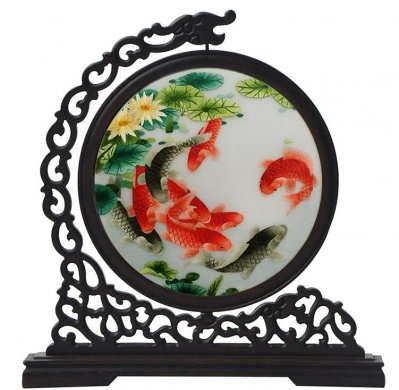 純手工蘇繡屏風(fēng)，刺繡針針姑蘇魂