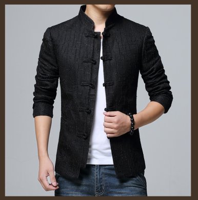 匠心啟航閱讀盤扣立領(lǐng)修身版外套中山裝