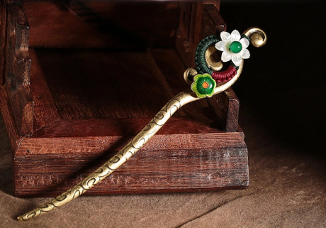 古典貝殼花朵匠心啟航閱讀簪子盤(pán)發(fā)頭飾