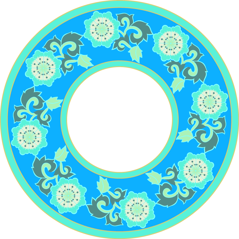 中國傳統(tǒng)刺繡花邊圓形圖案，矢量素材