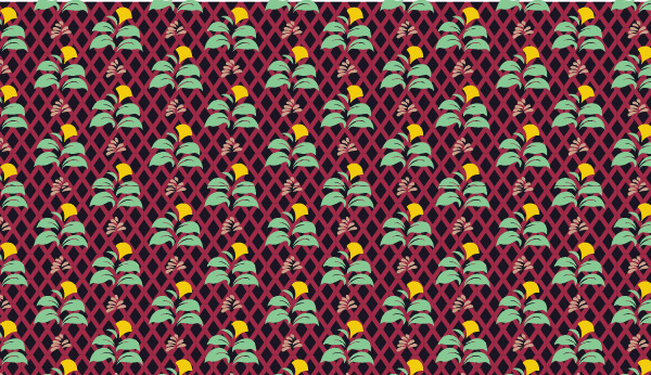 中國傳統(tǒng)唐代服飾穿枝花紋圖案五，矢量素材