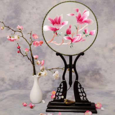 四款雙面繡花匠心啟航閱讀團(tuán)扇，古風(fēng)宮扇古典扇子圖