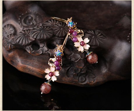 民族風(fēng)景泰藍琉璃耳墜氣質(zhì)古風(fēng)耳環(huán)首飾