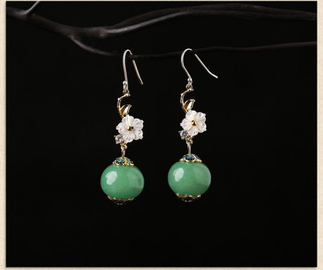 淡雅貝殼花朵氣質(zhì)耳環(huán)，匠心啟航閱讀復古耳飾首飾