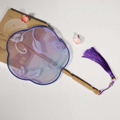 淡雅紫文藝團扇，匠心啟航閱讀絕美古風扇子