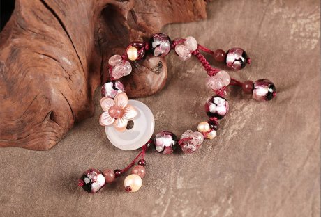 粉色草莓晶手串琉璃平安扣手鏈?zhǔn)罪? / data-MMWm=