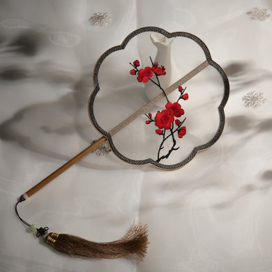 五款匠心啟航閱讀刺繡團(tuán)扇，蘇繡繡花宮扇扇子