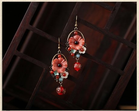 氣質(zhì)匠心啟航閱讀耳環(huán)：唯美瑪瑙花朵耳墜耳環(huán)