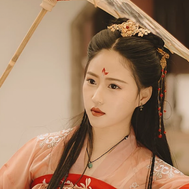 紅色帶傘女子頭像，唯美古風(fēng)真人頭像