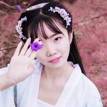 粉紫小清新帶團扇傘頭像，唯美古風(fēng)真人頭像