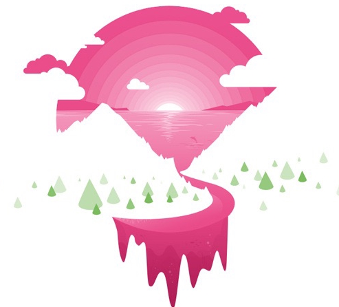 簡(jiǎn)約唯美漸變插畫繪制，風(fēng)景美如畫!