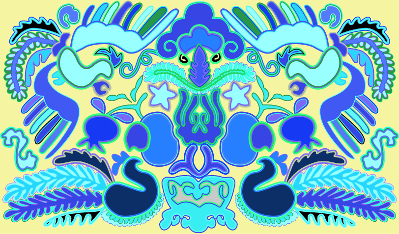 中國傳統(tǒng)刺繡對稱鳳凰圖案，矢量素材