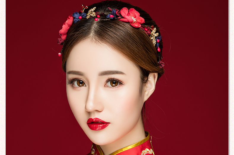 典雅梅花造型古風(fēng)頭飾，珍珠水鉆制作新娘發(fā)飾