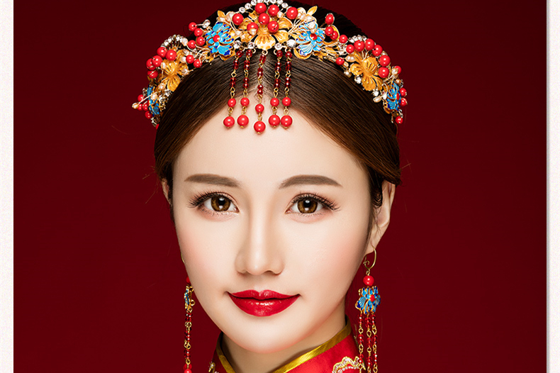 來(lái)唯美新娘古風(fēng)額飾，皇冠結(jié)婚婚禮配飾