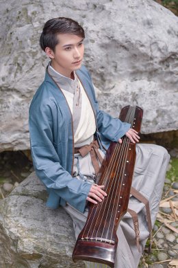 漢服繡花交領襦裙男子齊腰襦裙