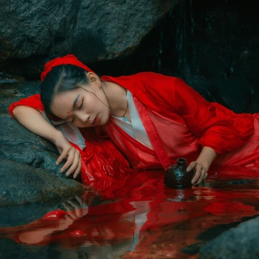 紅衣女子霸氣頭像，唯美古風(fēng)真人女子頭像