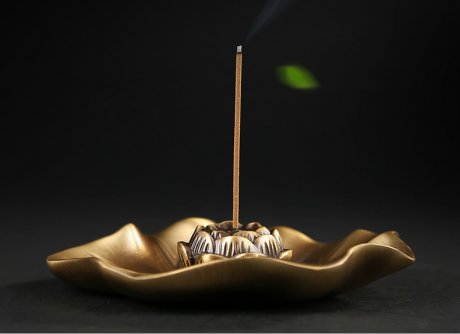 蓮花荷葉香插，仿古色無(wú)蓋香爐