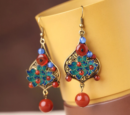 時(shí)尚匠心啟航閱讀景泰藍(lán)復(fù)古耳環(huán)首飾