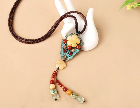 民族風蝴蝶花吊墜掛飾毛衣鏈項鏈
