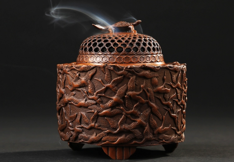 千鶴紫銅香爐，仿古純銅熏香爐