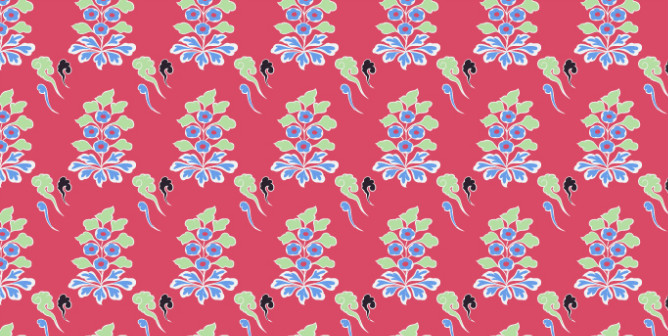 中國(guó)傳統(tǒng)唐代服飾穿枝花圖案二，矢量素材