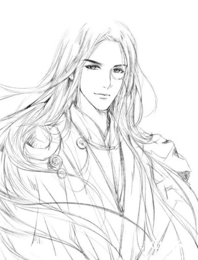 15張超帥古風美男線稿圖，古風人物線稿臨摹圖集