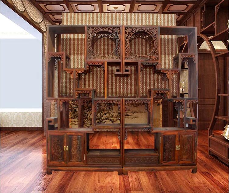 非洲酸枝木博古架實(shí)木書(shū)架